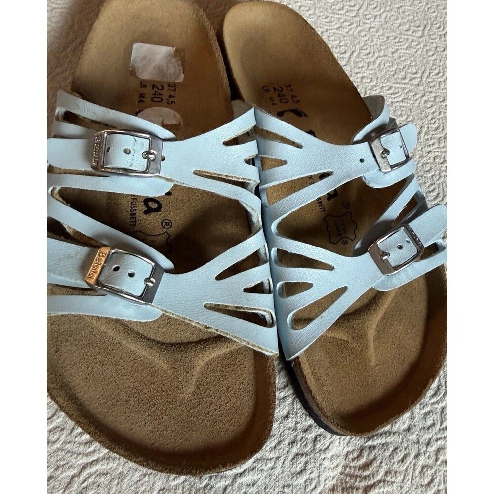 BIRKENSTOCK GRANADA LIGHT BLUE Double Straps Slide Sandals Women's 6 EU 37